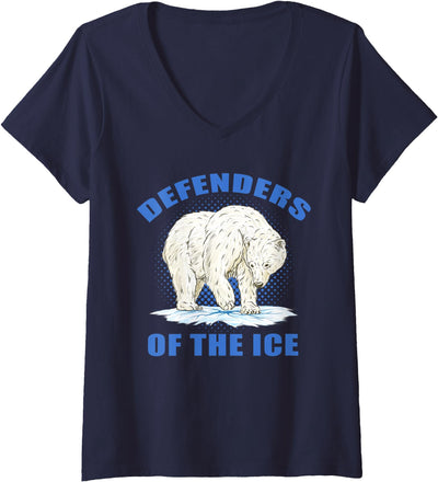 Women's Defenders of The Ice Polar Bear Lover V-Neck T-Shirt