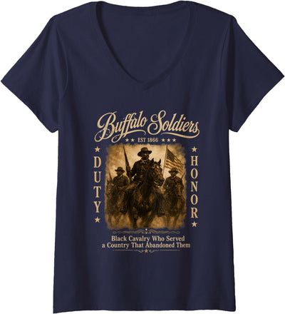 Cow American Black Buffalo Women's African History V-Neck T-Shirt