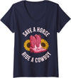 Save a Horse Ride a Cowboy Western Rodeo Outfit Womens Save a Horse Ride a Cowboy Western Rodeo V-Neck T-Shirt - Navy Blue