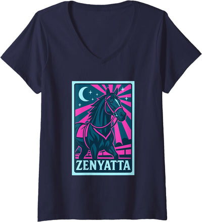 Handicapping Horse Gear Womens Zenyatta Horse, Horse Racing, Del Mar, Santa Anita, Horses V-Neck T-Shirt