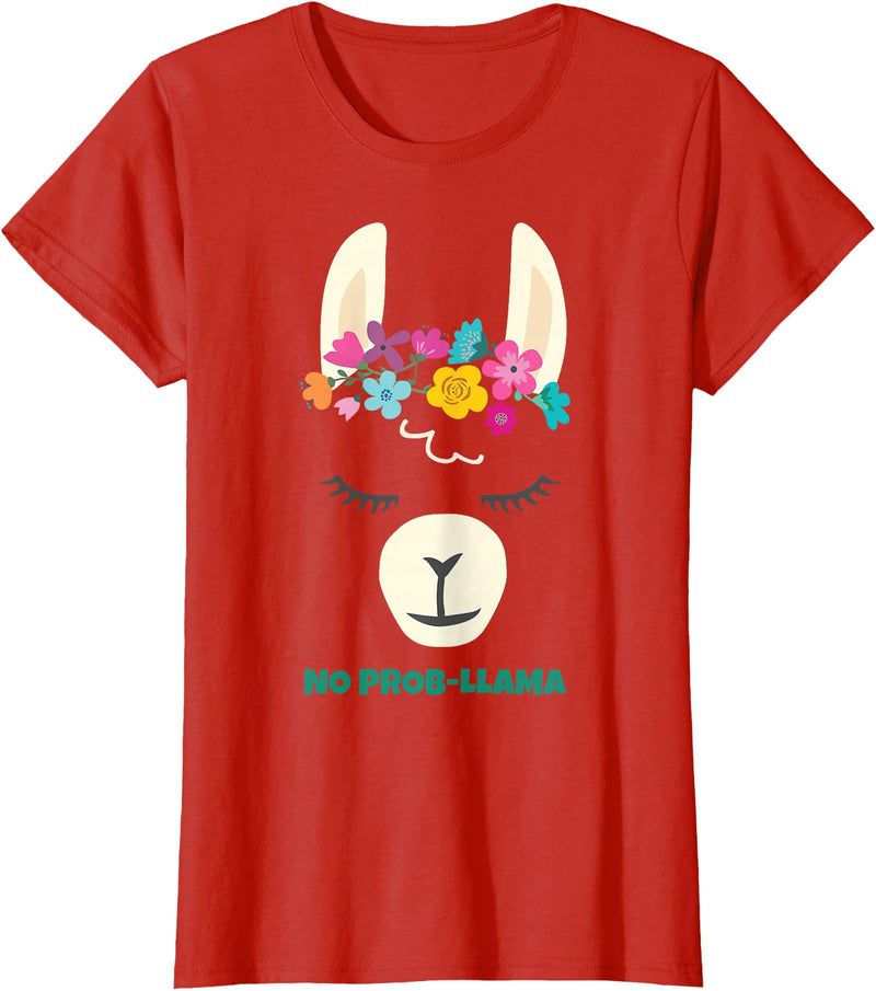 Llama Shirts & Alpaca Gifts No Prob Llama Christmas Women Kids Girls Birthday T-Shirt - Red