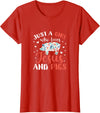 Pig Lovers Gifts and Apparel Just A Girl Who Loves Jesus and Pigs Pig Lover Christian T-Shirt - Red