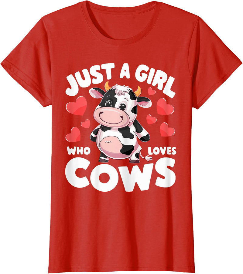 Cows for awesome Girls Farmer Cute Cow Just a Girl Who Loves Cows T-Shirt - Red