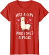 Cute Alpaca Llama Lover Clothing Gifts For Women Just A Girl Who Loves Alpacas Funny Alpaca Gifts for Girls T-Shirt - Red