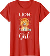 Lion Girl TShirtz & More Funny Lion Girl Shirt Artistic Cute Animal Lion Lover T-Shirt - Red