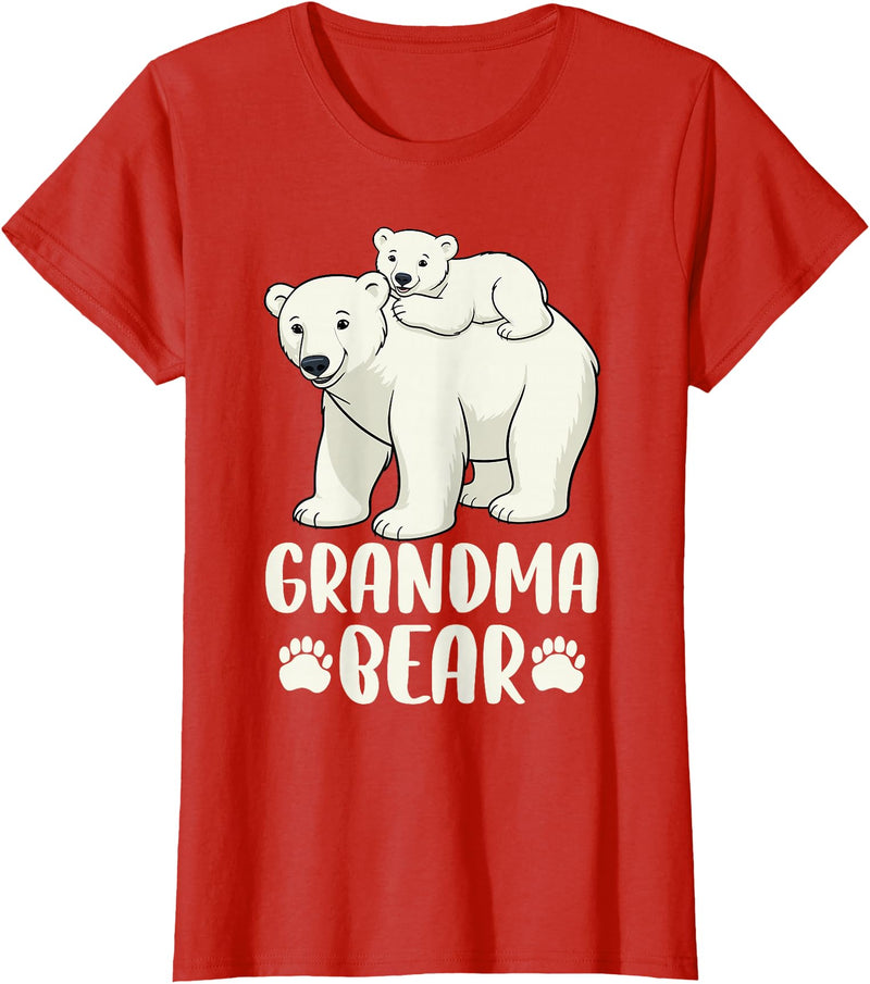Polar Bear Family Art Creations Grandma Bear and Cub T-Shirt - Red