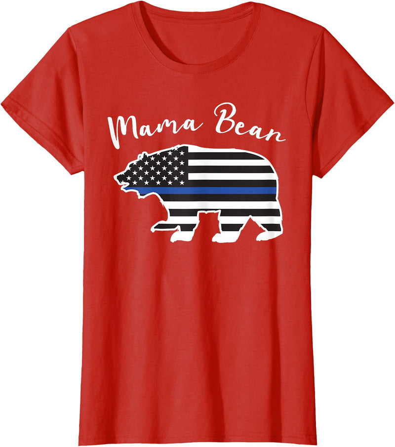 TourisTeez for Mama Bear Women Police Flag Womens MAMA BEAR | Police Flag Womens Police Mom Gift T-Shirt - Red