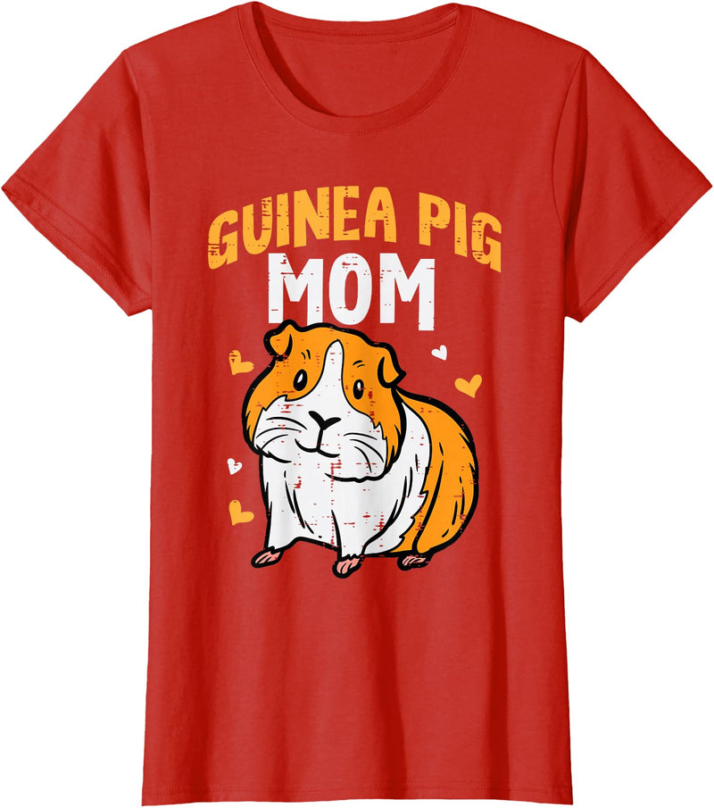 Guinea Pig Shirts For Men Women Kids Gift Guinea Pig Mom Cute Cavy Mama Mommy Mothers Day Animal Women T-Shirt - Red
