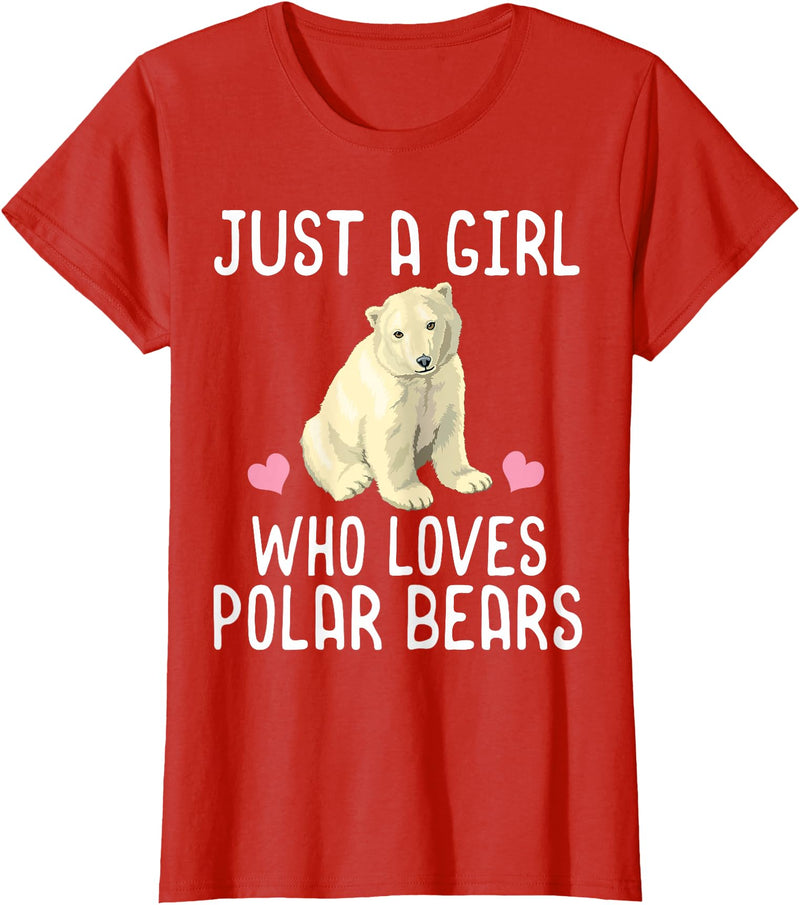 Polar Bear Lover Tees Just A Girl Who Loves Polar Bears T-Shirt Polar Bear Gift T-Shirt - Red