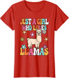 BALARI Just A Girl Who Loves Llamas Cute Groovy Alpaca Llama Kids T-Shirt - Red
