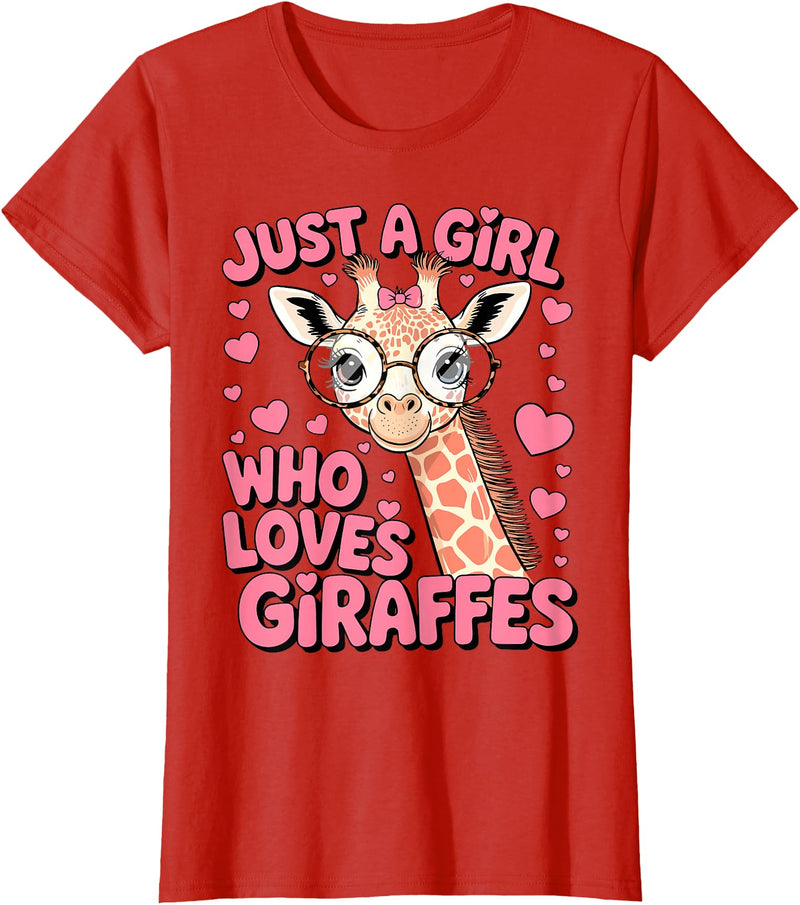 Funny Giraffes lover Just A Girl Who Loves Giraffes T-Shirt - Red
