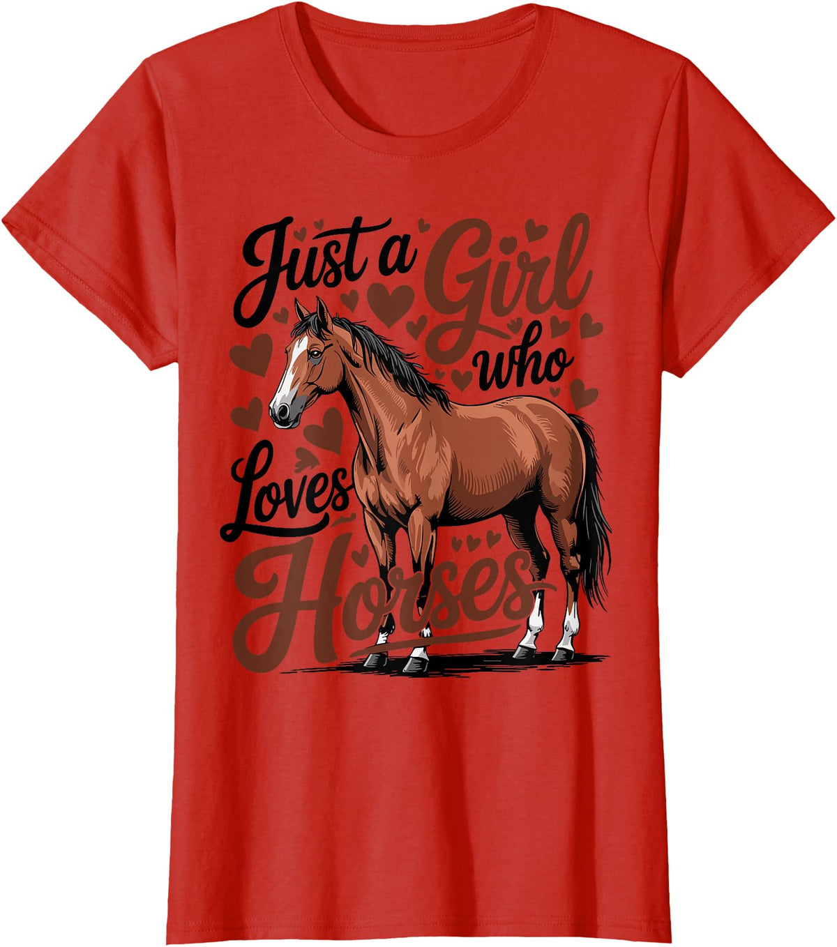 Funny Horse lover Horse Riding Just a Girl Who Loves Horses T-Shirt - Red