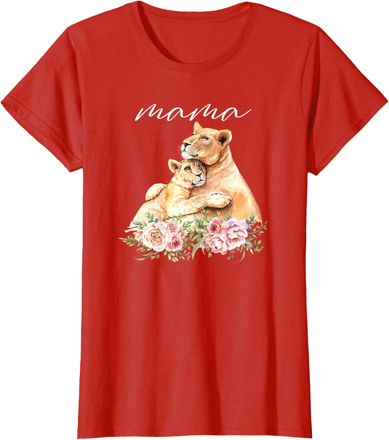 Mama Lioness Shirt Womens Mama Lioness New Mom Lion Mommy Gift For Mothers Day T-Shirt - Red