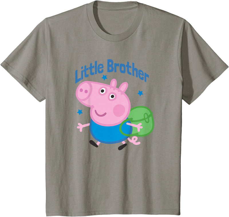 Kids Peppa Pig George Pig Little Brother Backpack T-Shirt - Slate Grey