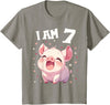 7 years old 7th birthday Pig Kids 7 Years old 7 birthday Pigs Boy Girl Pig T-Shirt - Slate Grey