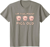 Pigs lover Birthday Gifts Toddler I'm This Many Pigs Old - 3rd Birthday Pig 3 Years Old Bday T-Shirt - Slate Grey