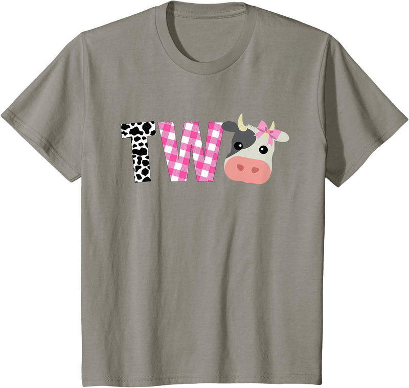 Funny Cow Mom And Dad Birthday Family Tees Second Birthday Girl Cow Farm, 2nd Birthday Cow 2 Toddler T-Shirt - Slate Grey