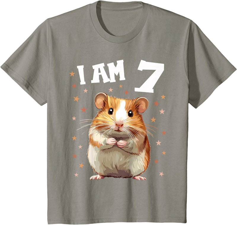 7 Years old 7 birthday Hamsters Boy Girl Hamster T-Shirt - Slate Grey