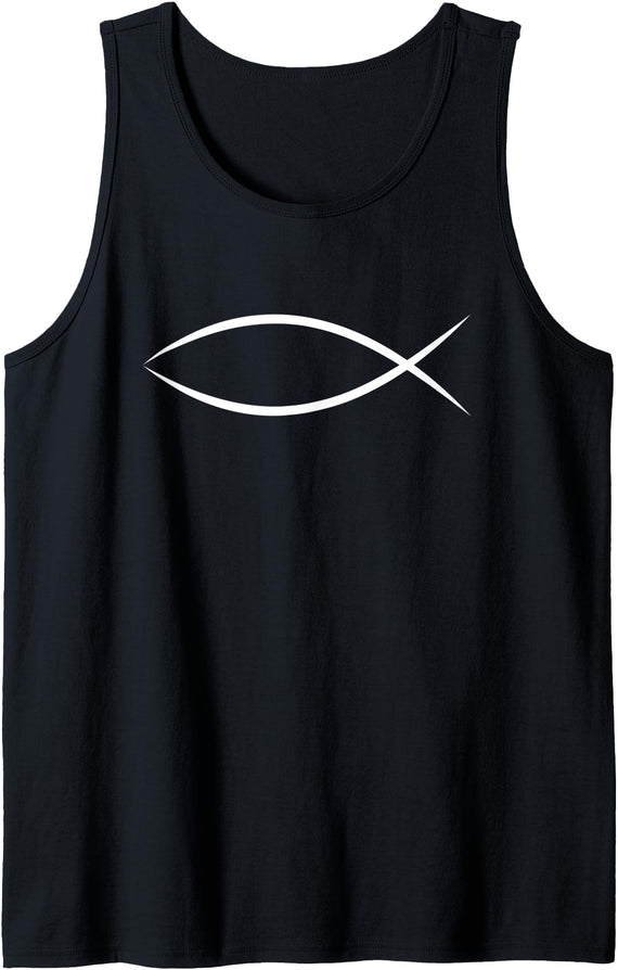 I LOVE JESUS APPAREL ICHTHYS ICHTHUS JESUS FISH CHRISTIAN SYMBOL Tank Top - Black