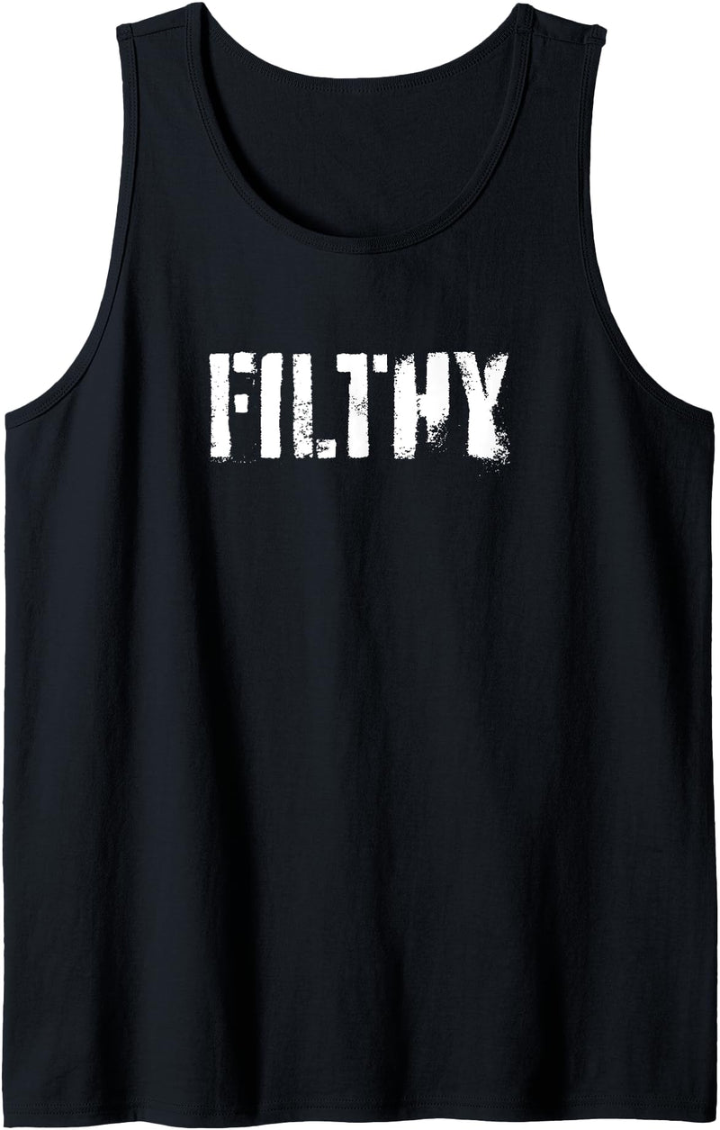 Men's Leather Daddy Bear Gay Shirt Print Apparel Filthy - Funny Gay Pride & LGBT Cruising Inappropriate Tank Top - Black