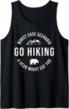Worst Case Scenario Sarcastic Hiker Humor Outdoors GO HIKING Funny A Bear Might Eat You Mountains Sarcasm Hike Tank Top - Black