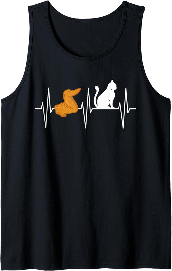 Wings and Cats Shirtz & More Chicken Wing Shirt Funny Cat Lover Cats and Wings Tank Top - Black