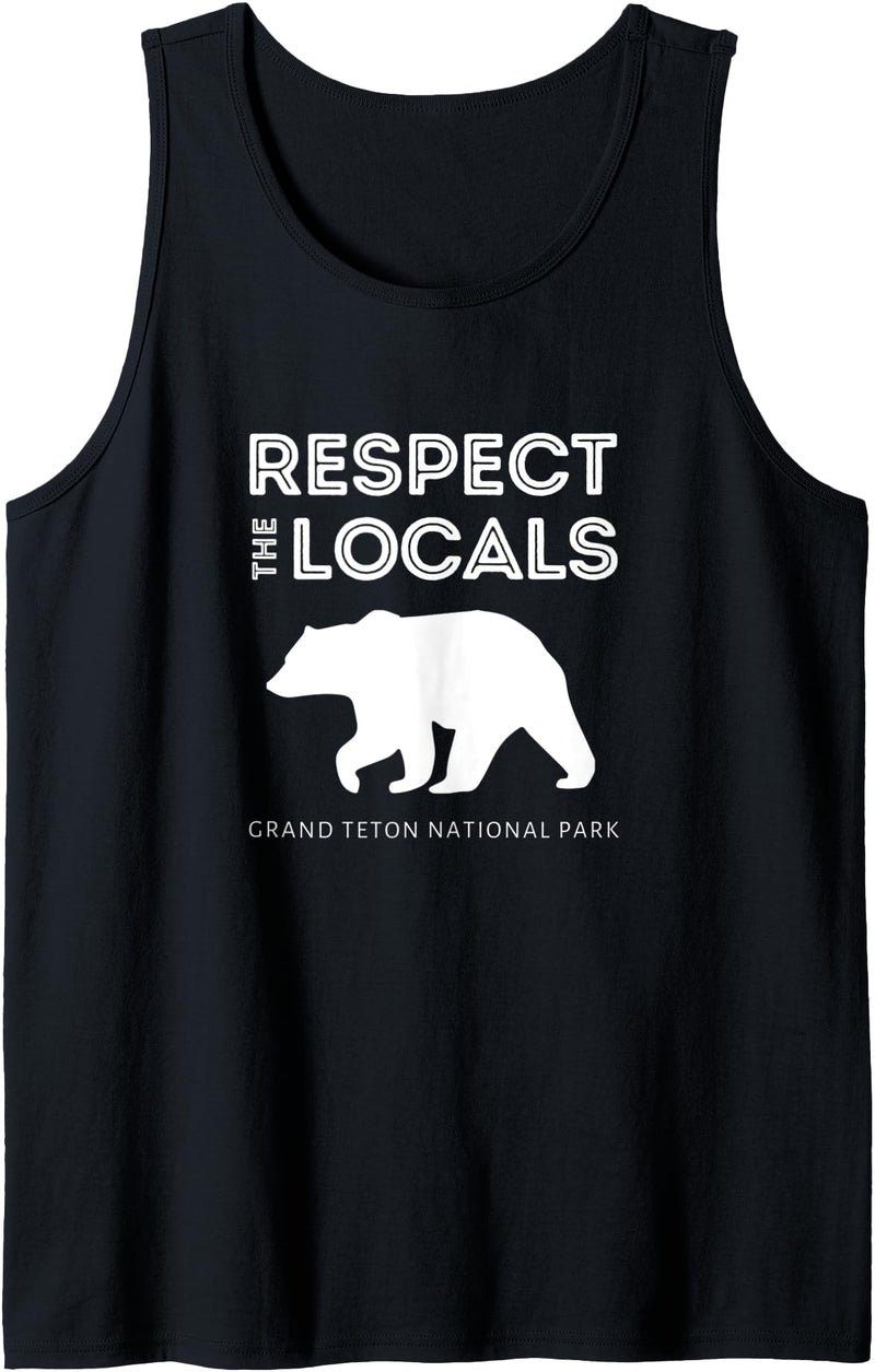 Grand Teton National Park Apparel & Gifts Respect The Locals Grizzly Bear Grand Teton National Park Tank Top - Black