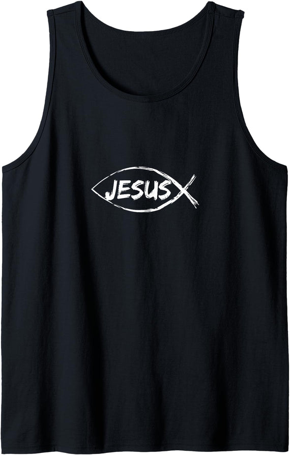 Christianity Jesus Fish Faith Jesus Fish Design for Christian Believers Tank Top - Black