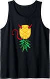 Halloween Upside Down Pineapple Swingers Lifestyle Halloween Devil Costume Upside Down Pineapple Swinger Tank Top - Black