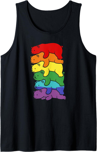 Cute LGBTQ Polar Bear Costume For Men Women Funny LGBT Polar Bear Rainbow Lesbian Gay Pride Womens Mens Tank Top