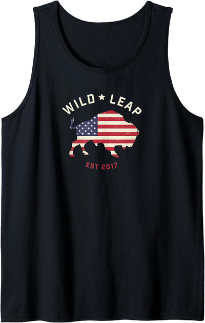Cow Stars Stripes American Flag Wild Leap Buffalo Tank Top