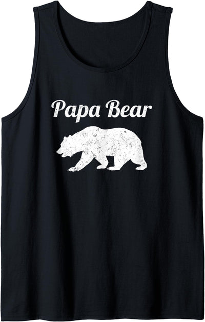 Mens Papa Bear Father's Day Gift Dad Distressed Graphic Print Tank Top