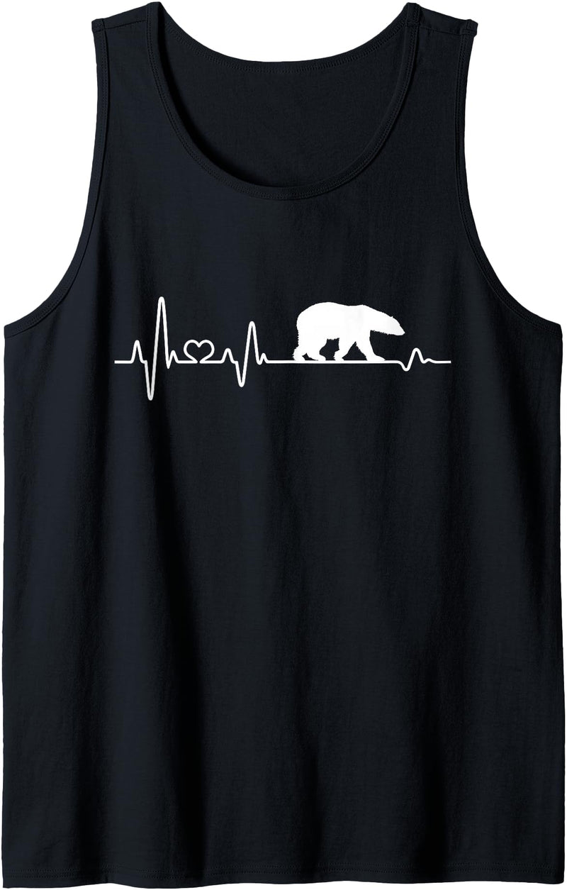 Polar bear bears gifts ECG pulse rate Polar bear heartbeat bear north pole love polar bears Tank Top - Black