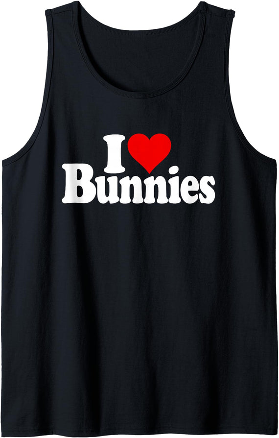 I Love Heart Bunnies Bunny Rabbits Tank Top in Black