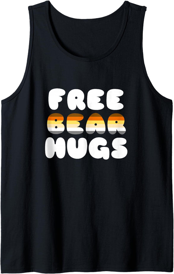 Gay Bear Pride Community Co. Mens Free Bear Hugs Gay Bear Tank Top - Black