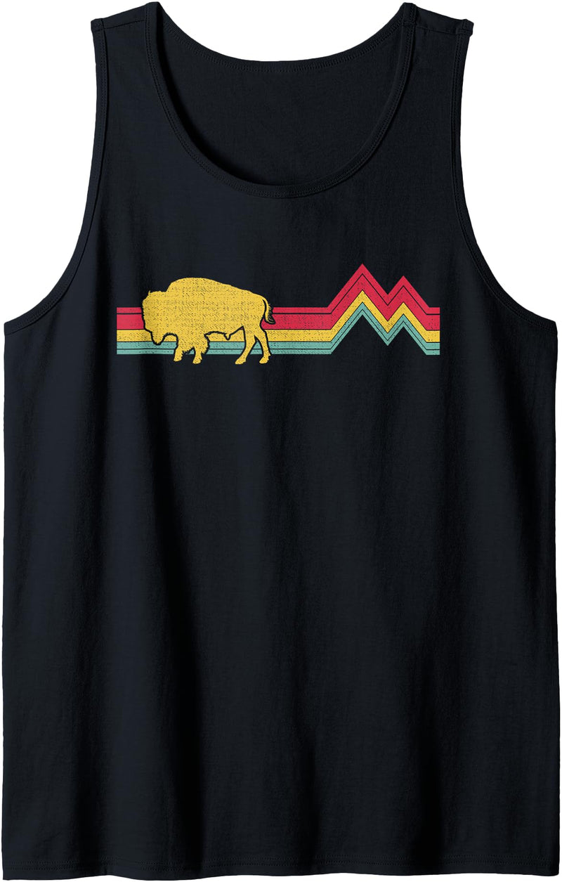 Buffalo Bison Retro Style Vintage Funny Shirt Shop Buffalo Bison Retro Style Vintage Funny 70s 80s Men Women Tank Top - Black