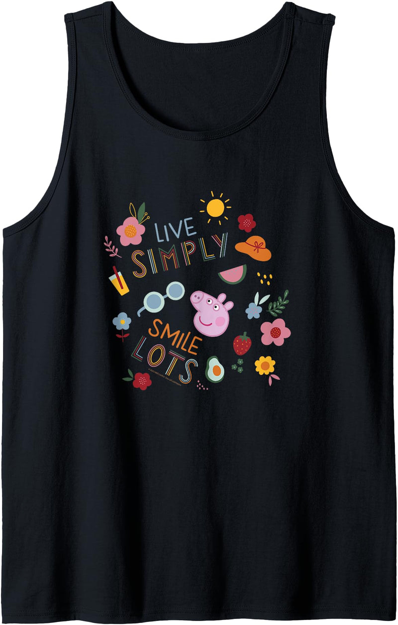 Peppa Pig Live Simply Smile Lots Beautiful Colorful Collage Tank Top - Black