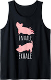 JonFriday Yoga Meditation Namaste Fitness Gifts Inhale Exhale Pig Yoga Meditation Workout Exercise Mom Gift Tank Top - Black