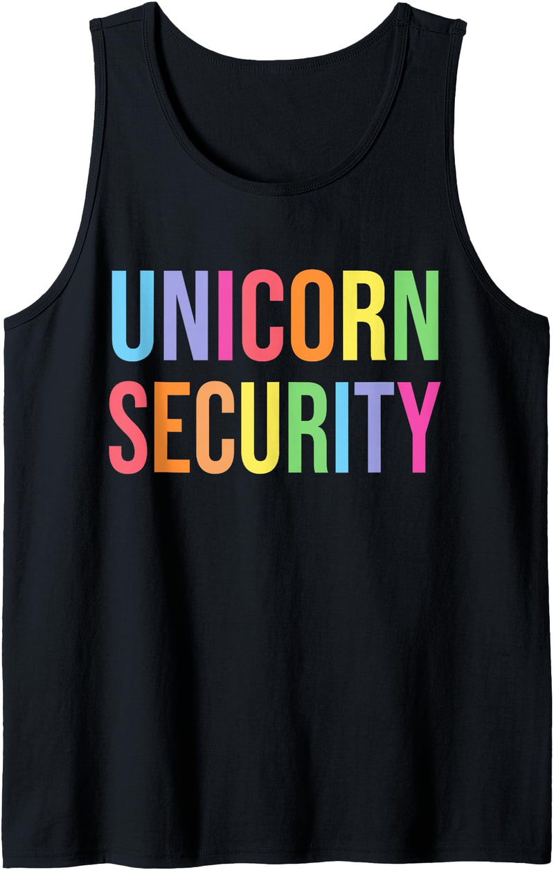 Funny Halloween TShirts Halloween Dad Mom Daughter Adult Costume, Unicorn Security Tank Top - Black