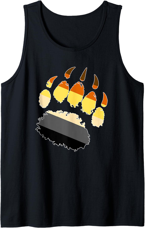 LGBTQ Bear Flag Gay Pride Gift For Men LGBTQ - Hairy Bear Pride Gay Bear Paw Pride Parade Tank Top - Black