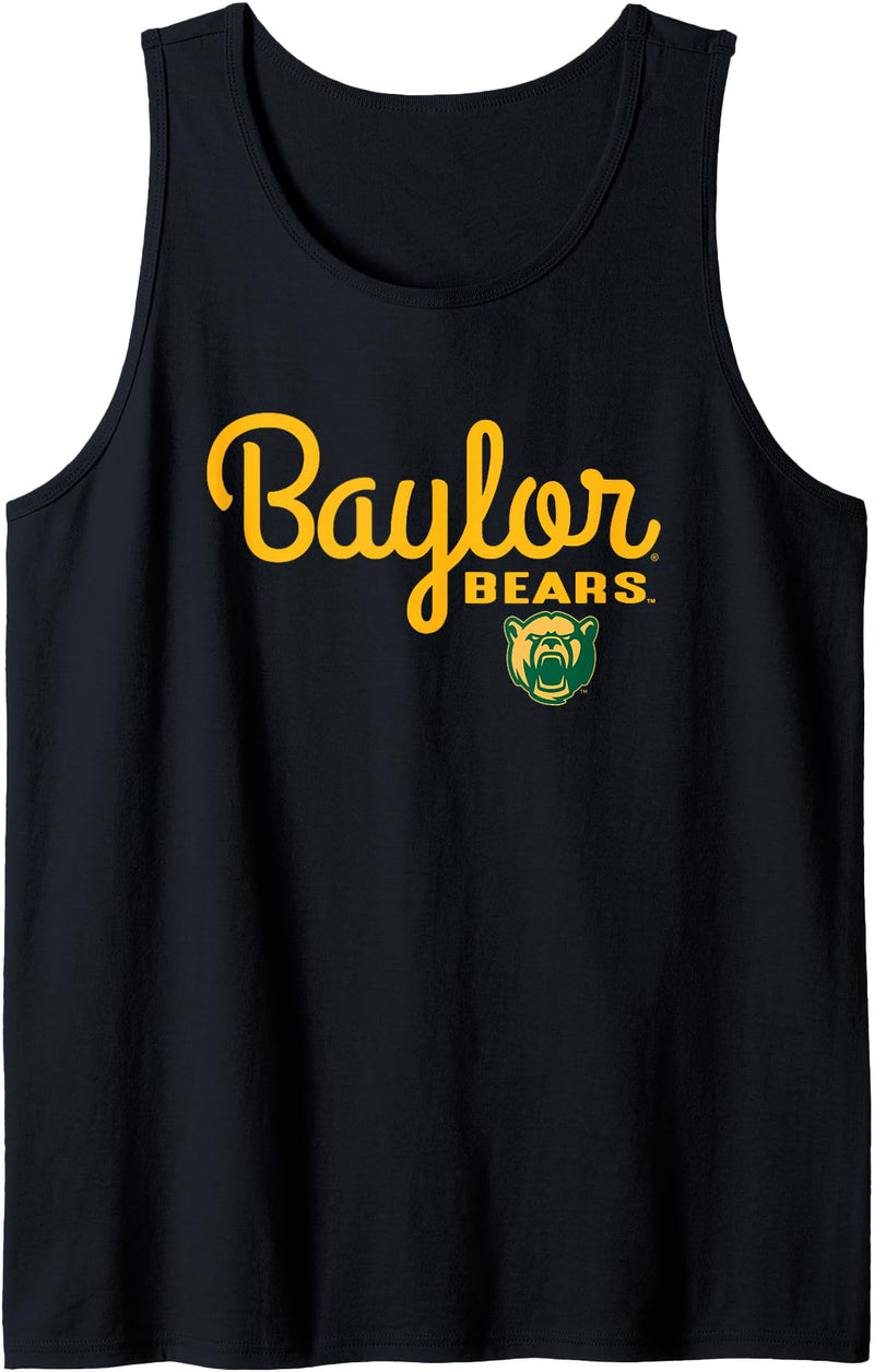 Elite Authentics Baylor Bears Iconic Script Logo Officially Licensed Tank Top - Black