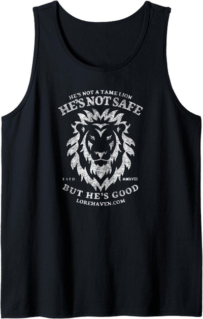He's Not a Tame Lion Retro-Vintage Distressed Graphic Tank Top