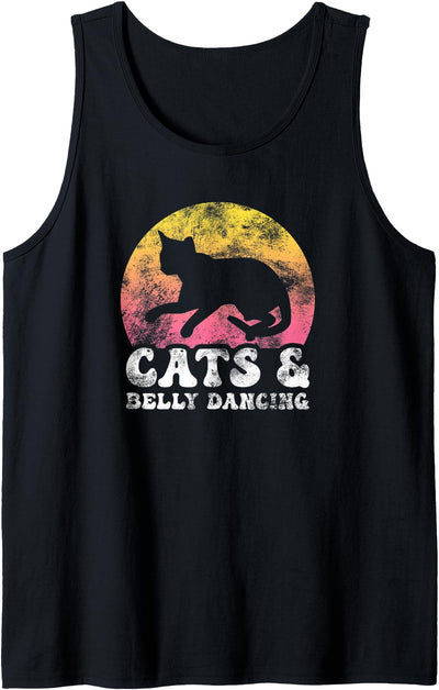 Belly Dancing Hobby & Cat Lover Apparel Funny Cats & Belly Dancing Vintage Retro Hobby Tank Top