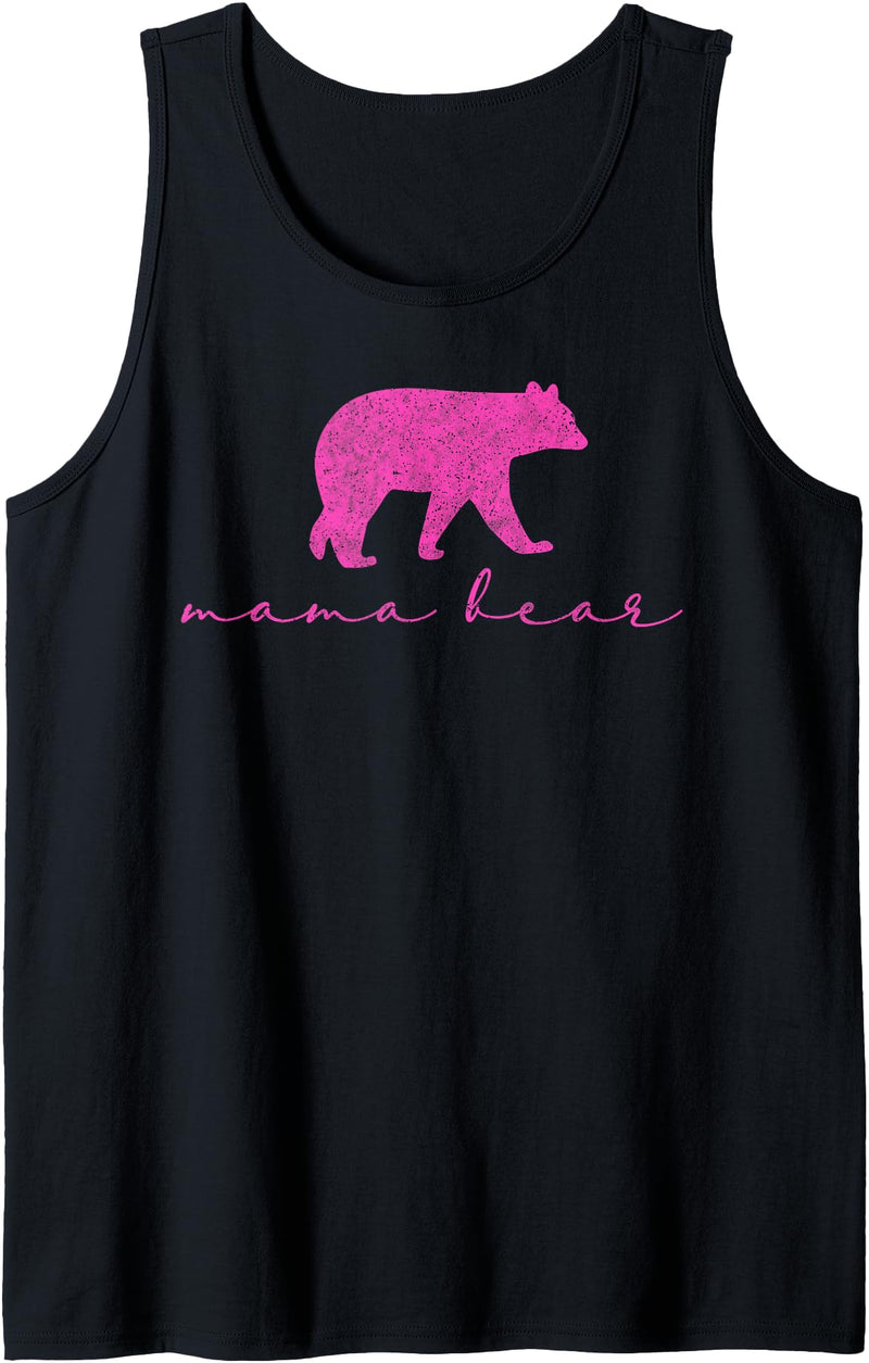 Mama Bear Shirt Cute Mothers Day Gift Pink Tank Top - Black