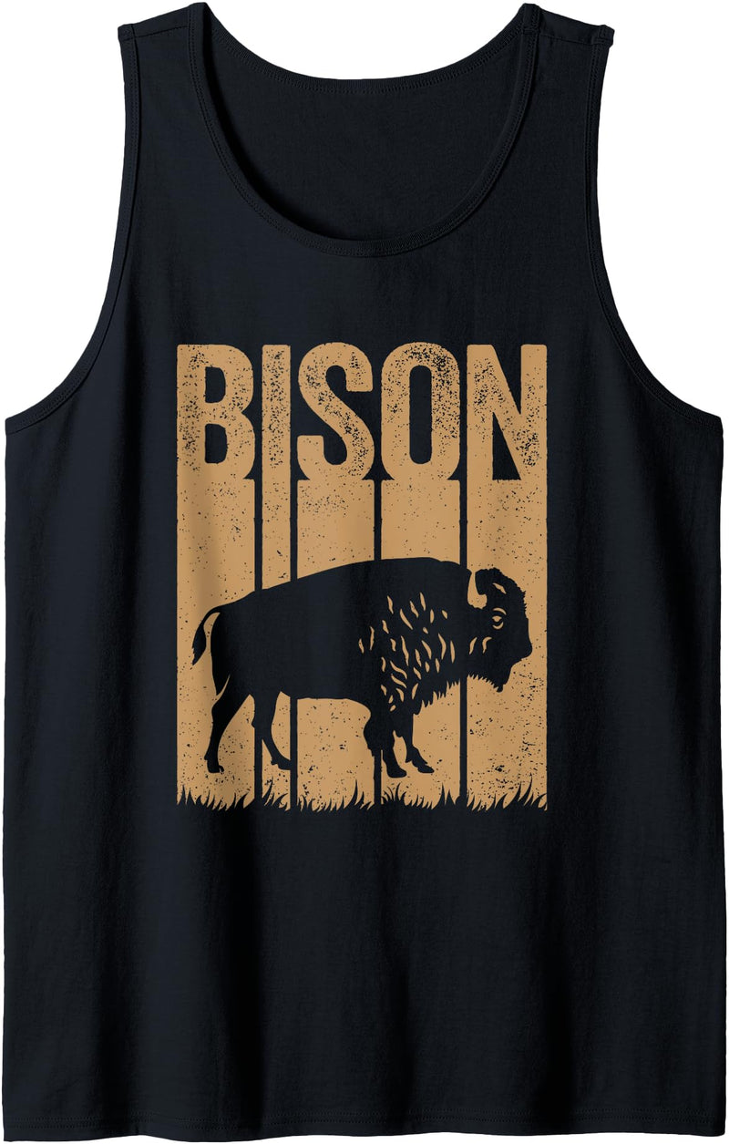 Buffalo & American Bison Lover Apparel Bison National Park Vintage American Buffalo Tank Top - Black