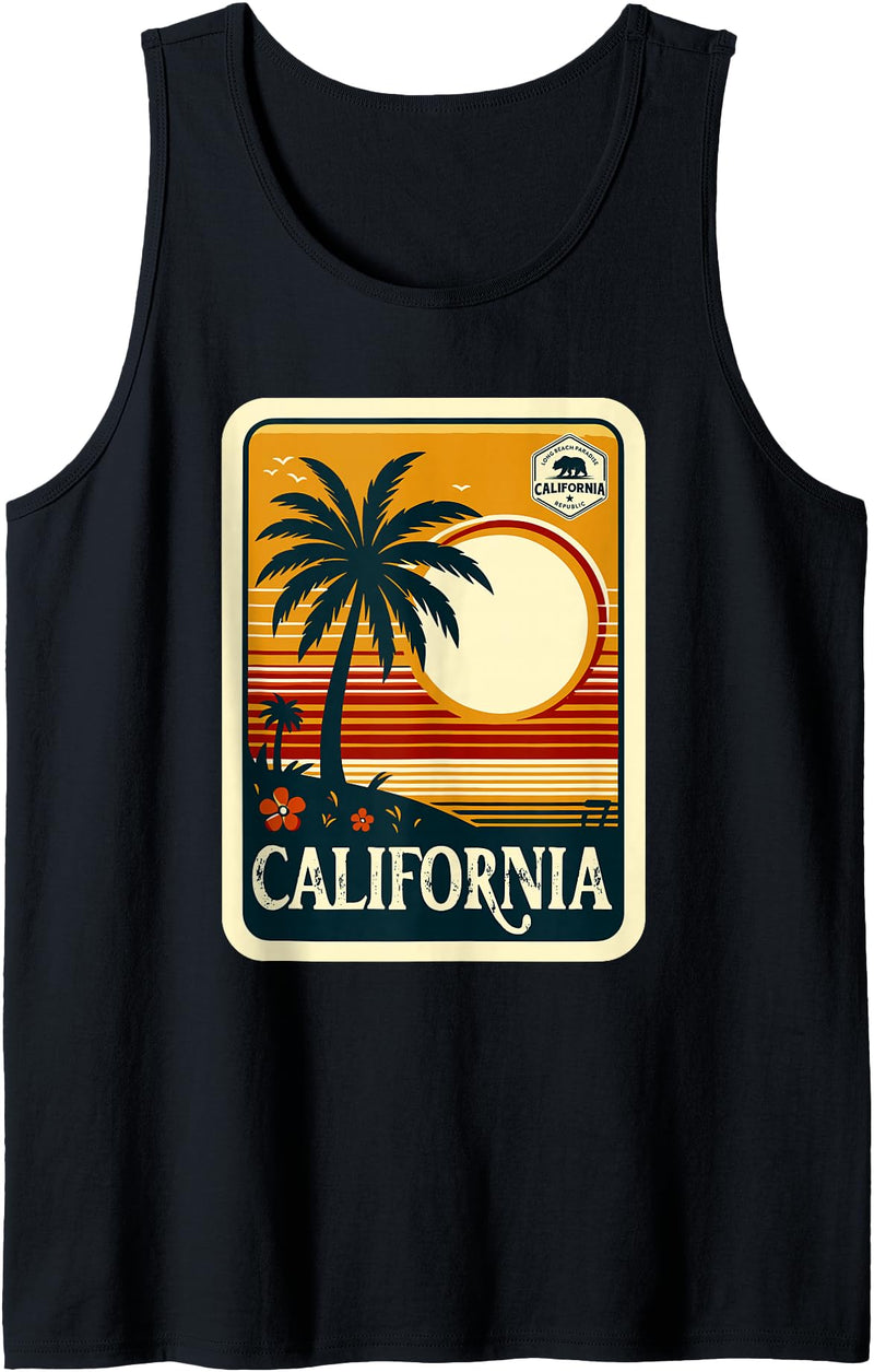 California Republic Men Women Kids Boys Girls California Golden State Retro California Republic Tank Top - Black