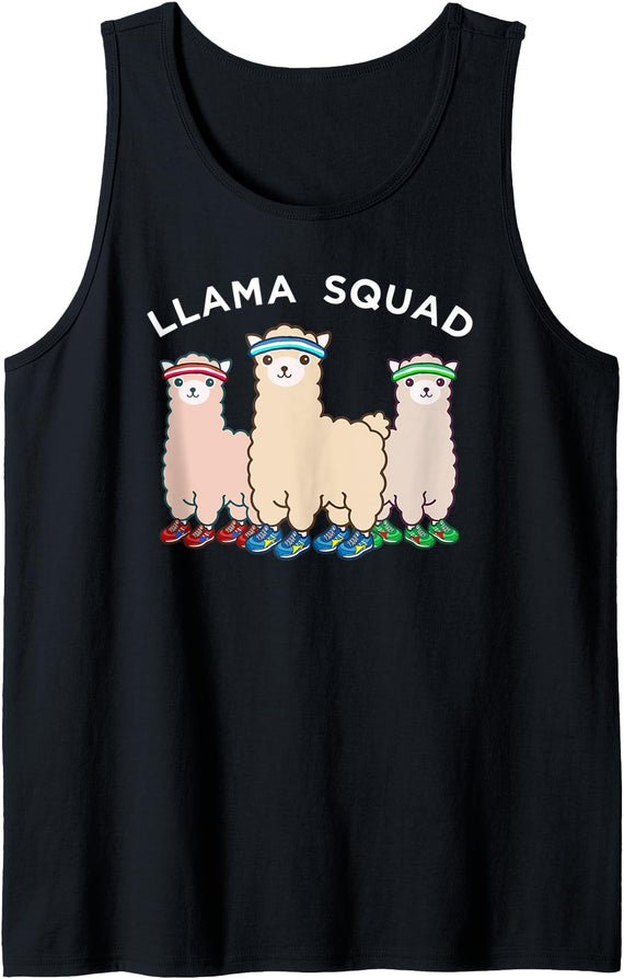 Llama Squad Running Jogger Animal Runner Tank Top - Black