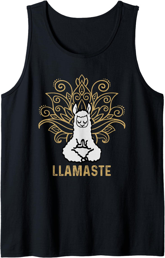 Lama Llamaste Family Summer Sport Yoga Gift Tees Llamaste Yoga Gift For Men Women Kids Lover Llama Yoga Tank Top - Black