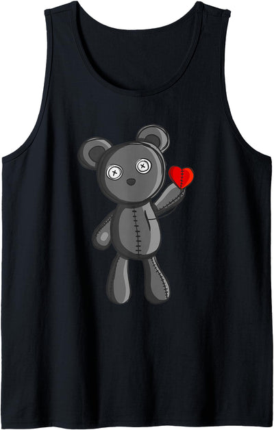 Sweet Little Emo Gothic Teddy Bear with Small Heart Gift Tank Top