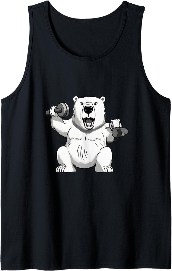 International Polar Bear Day Polar Bear Polar Bear dumbbell weightlifting Gym And Polar Bear Lovers Tank Top - Black